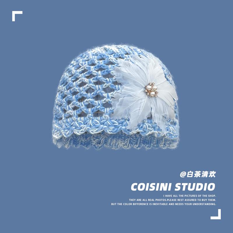 ニット 帽子 ウール おしゃれ ファッション レディース ターバン エレガント レディース フェザー プルオーバー ハット 花柄 フリーサイズ ボタニカル カジュアル(4.0)