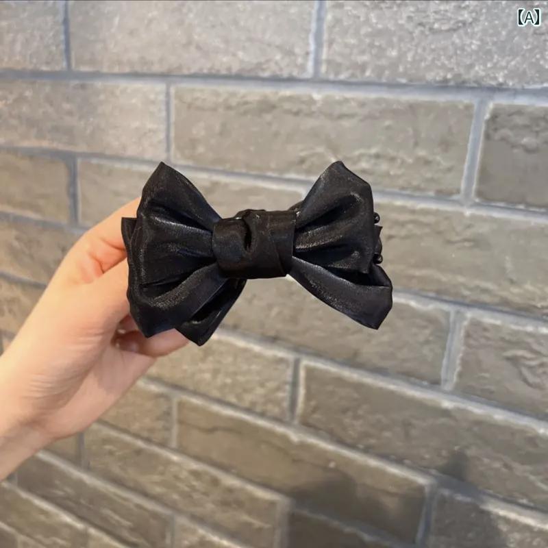 アクセサリー ヘア クリップ かわいい 両面 蝶 ネクタイ ボール ハイエンド 女性 バック ポニーテール バックル トップ