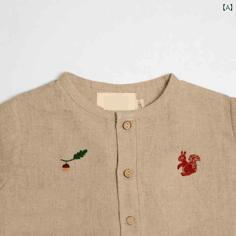 夏 T シャツ 子供服 かわいい 北欧 春 ベビーアニマル 刺繍 男の子 女の子用 子供用 コットンリネン 柔らかい 半袖 トップス 肌 優しい