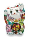 九谷焼いわたや 4号両手招猫 花詰 AP7-1307(3)