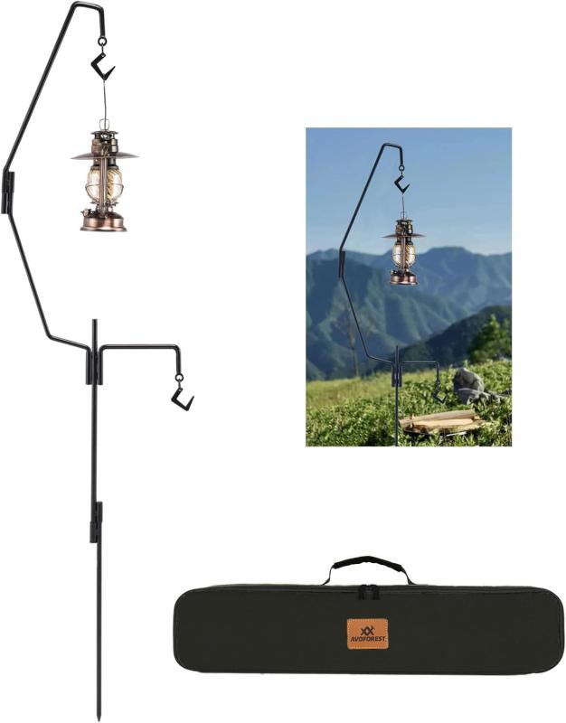 ランタンスタンド AVOFOREST ランタンハンガー 【収納スペース約75％節約】鋳鉄製 直径10.7mm 打ち込み..