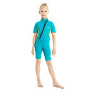 MORGEN SKY ウェットスーツ キッズ 水着 1.5mm/2mm 子供用 スプリング ラッシュガード マリンスポーツ ダイビング 水遊び プール 半袖 半ズボン 前ファスナー 防寒保温 日焼け止め 男の子 女の子