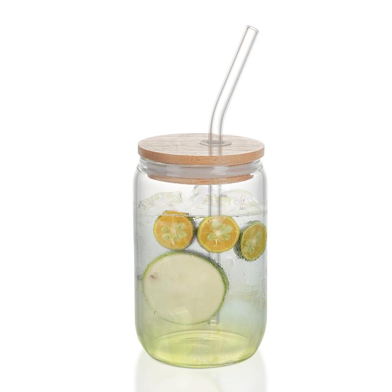 QuiExact ガラスコップ 400ml 2個セット 薄づくり ハイボールグラス 食洗機 電子レンジ対応 耐熱 グラス コップ ストロー付き 蓋付き うすはり タンブラーグラス キャニスターグラス コーヒー