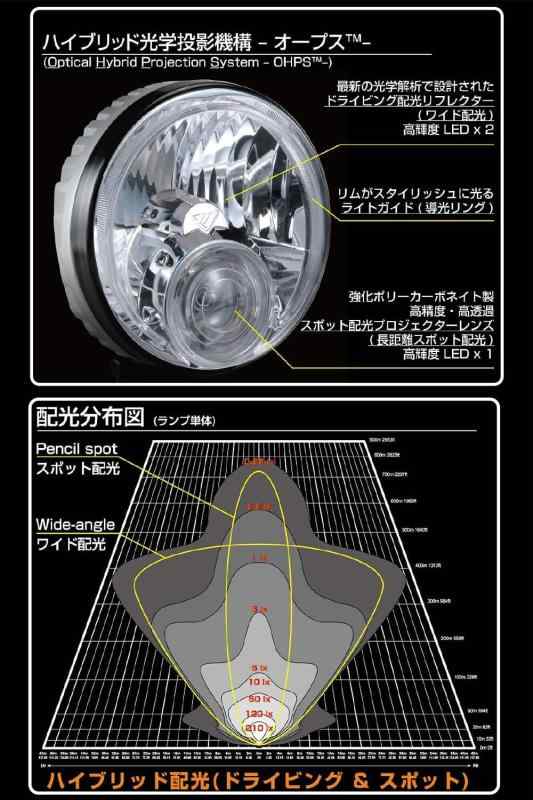 IPF フォグランプ LED 丸形 直径163mm 1100lm(110,000cd) 6000K ホワイト 12V用 2個入 ハイブリット配光(ドライビング&スポット) S-950SRL