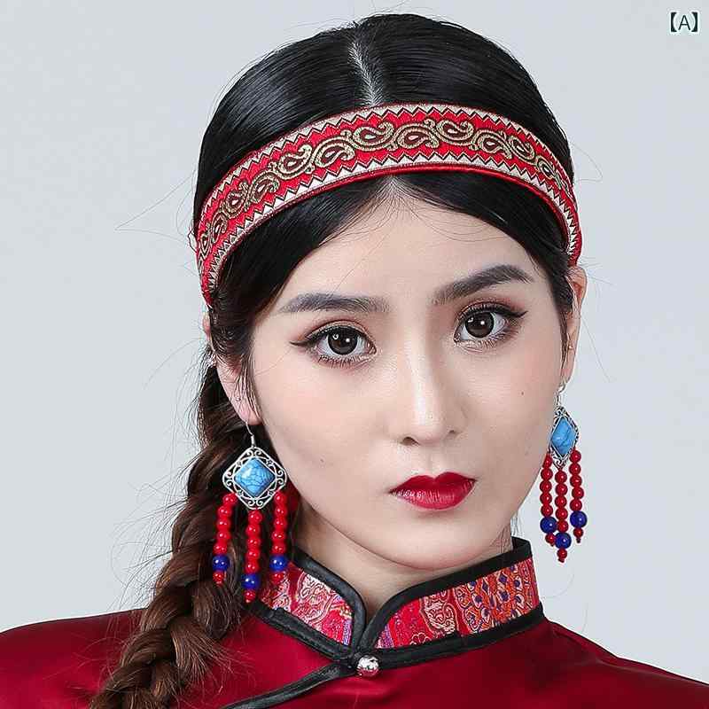 モンゴル パフォーマンス ヘアバンド カチューシャ エスニック レディース 婦人 ダンス 小物 ヘアアクセサリー 衣装 華やか キッズ 子供