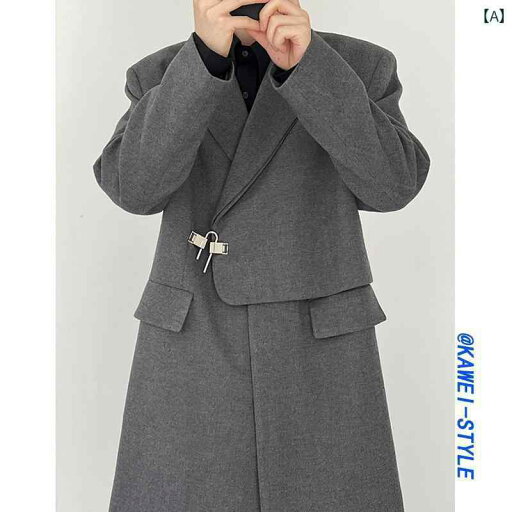 カジュアル コート ジャケット 韓国 レトロ グレー 肩 パッド入り ウドブレーカー 男性用 秋冬 ハイエンド ロング スーツ 膝 丈 ウール カジュアル コート ジャケット 韓国 レトロ グレー 肩 パッド入り ウドブレーカー 男性用 秋冬 ハイエンド ロング スーツ 膝 丈 ウール