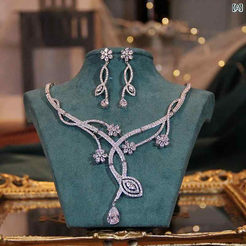アクセサリー ブライダル ジルコニア ネックレス ピアス セット ウェディング ドレスアップ 贅沢 精巧 ..