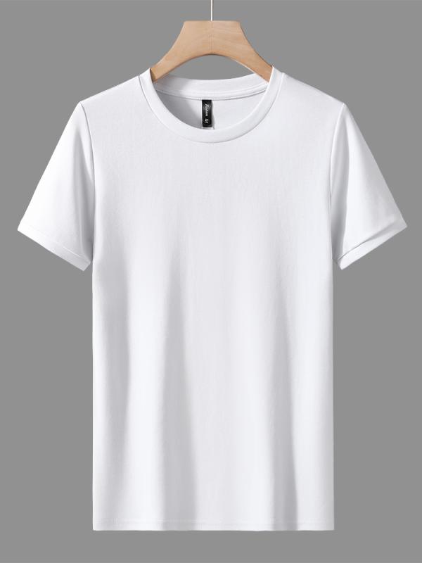 Rakuten - Tシャツ メンズ ホワイト シャツ 半袖 スリムフィット ラウンドネック コットン 夏 トップ 半袖 タイト ソリッドカラー レイヤリング シャツ シンプル 高汎性