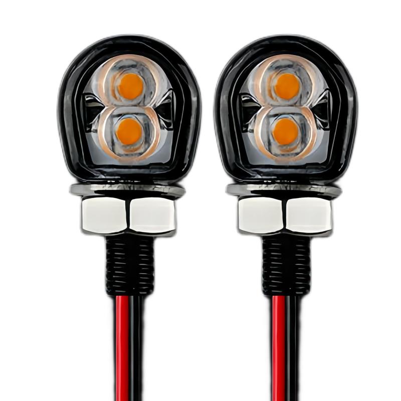 KICARYAJP バイク用ウインカー LED 小型 高視認性 超高輝度 スモーク 汎用 M8 Eマーク 12V PCレンズ 超小型 極小 ナノ ミニ 小さい 防水 LEDウインカー 方向指示器 2個セット 車検対応