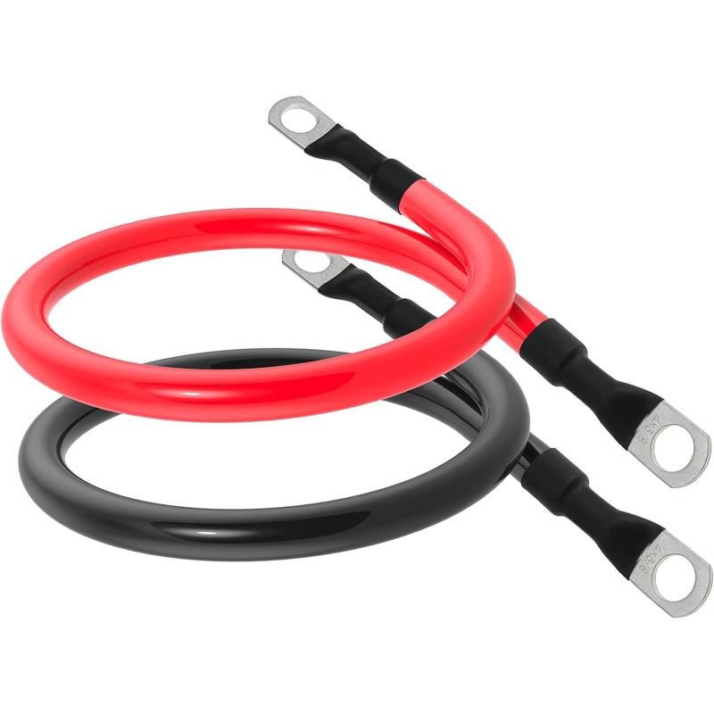 LIKENNY バッテリー増設ケーブルインバーター（最大125A）並列 バッテリーケーブル 電気機器用ビニル絶縁電線 KIV線ケーブル 両側丸型圧着端子 赤 黒2本セット