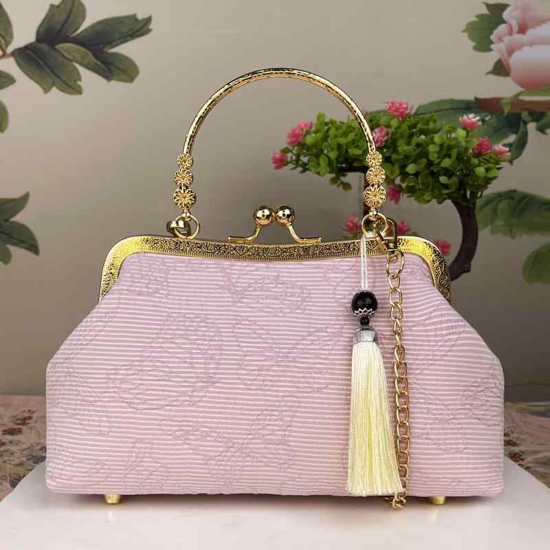 VANESSA BRUNO - バッグ レディース シェル型 蝶々モチーフ チャイナドレス ハンドバッグ ショルダーバッグ 斜めがけ クラッチ ロック金具 ファスナーポケット デイリーユース 通勤 ポリエステル ミディアムソフト