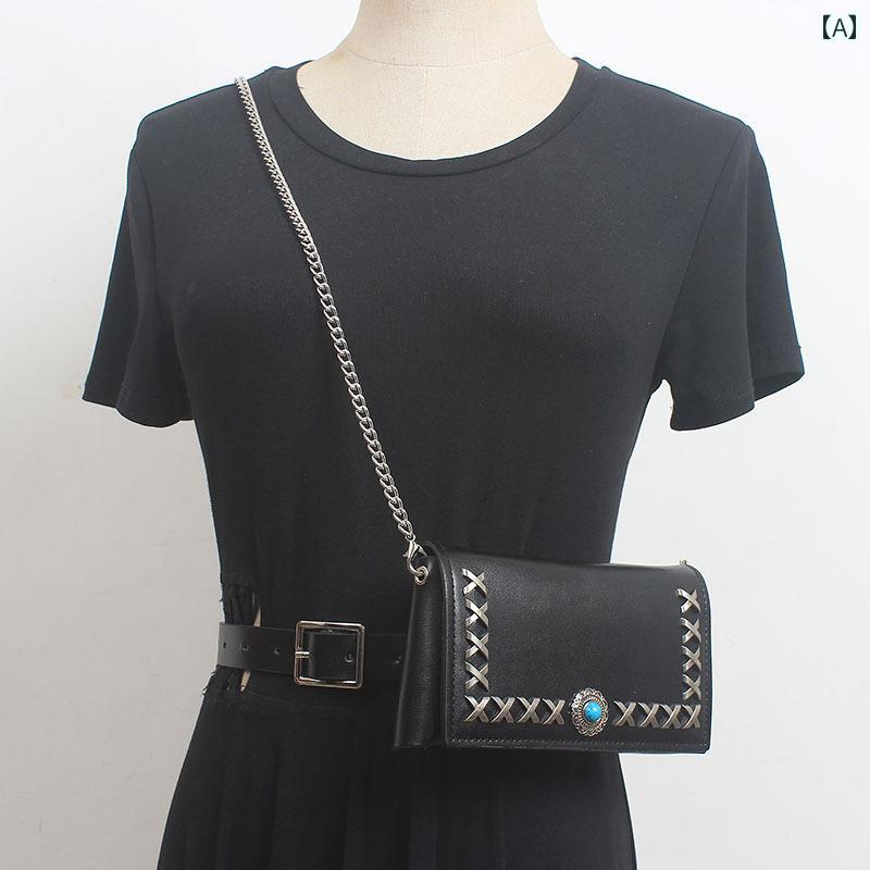 ベルト ポーチ ベルト レディース チェーン 携帯電話 バッグ 装飾 スカート ジーンズ ウエスト