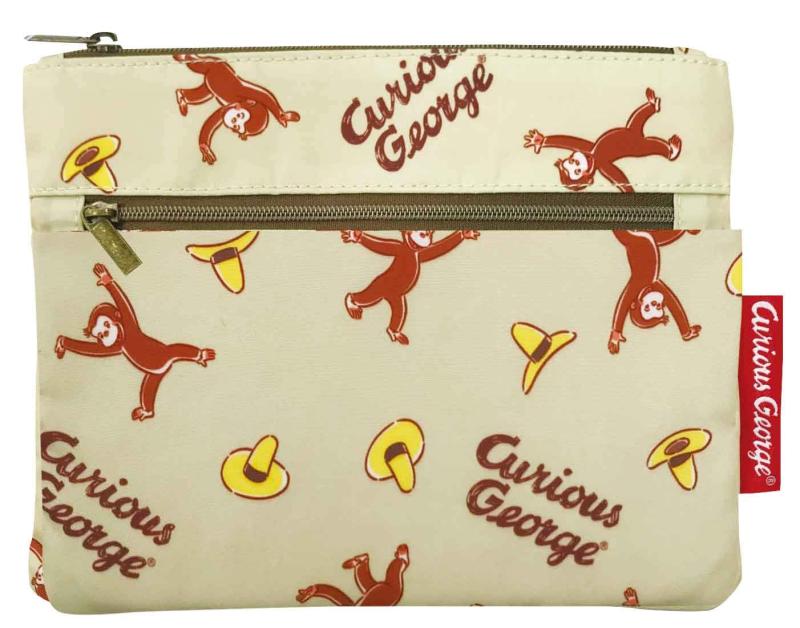 アイプランニング おさるのジョージ 2段ポーチ 小物入れ 化粧ポーチ ベージュ 小