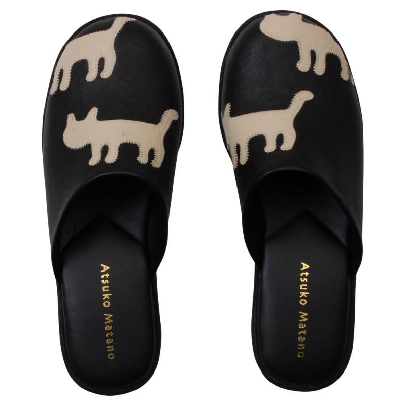 ATSUKO MATANO シルエット猫サンダル L ブラック AM45000