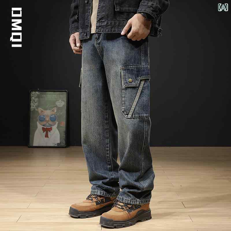 ジーンズ 冬 メンズ デニム ロングパンツ ストレート カジュアル ストリート おしゃれ 着やい 動きやい 快適 イベント レジャー アウトドア キャンプ ワーク 作業着 デイリー