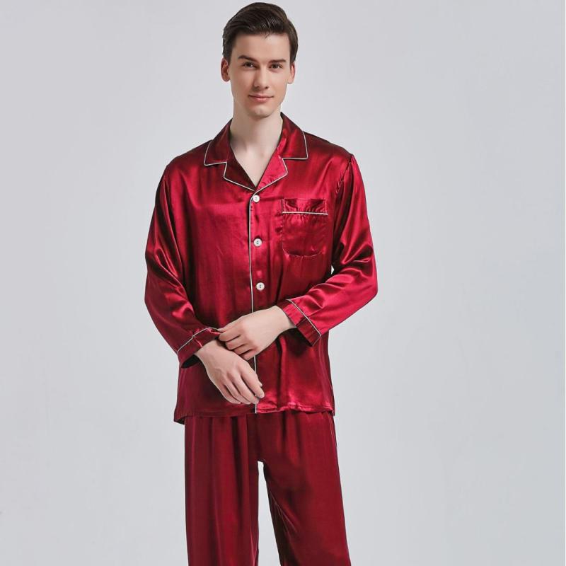 パジャマ メンズ ルームウェア セットアップ 2点セット 長袖 ロングパンツ 前開き 再生繊維 ポリエステ..