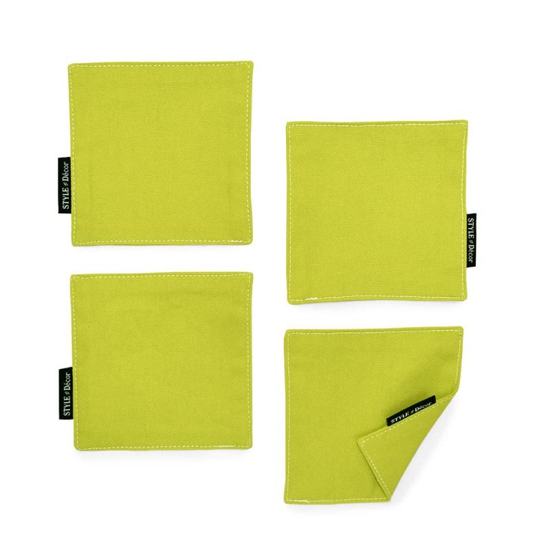 スタイルデコール(STYLE Decor) コースター リバーシブル おしゃれ 布 4枚セット 洗える 北欧 無地 グリーン W3002820(3)