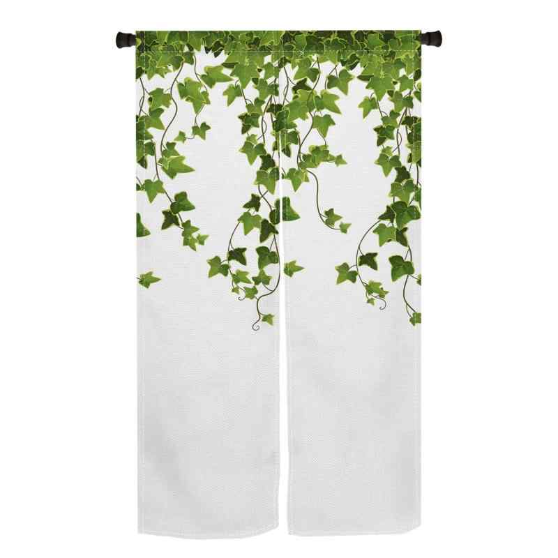 Qinunipoto 暖簾 藤の葉 北欧 植物 シンプル風 のれん シンプル風 幅85cm丈150cm インテリア 出入り口 目隠し おしゃれ すだれ 遮光 部屋 間仕切りカーテン 門カーテン ポリエステル製 オーダー可