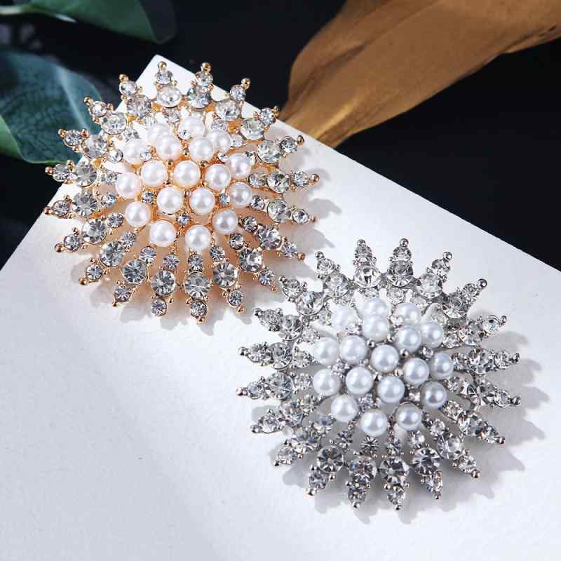 ・素材: 合金・対象: レディース・モチーフ: 植物・花、スノーフレーク、パール・加工技術: 電気メッキ・カラー展開: ゴールド、シルバー・機能: チラ見え防止・スタイル: 清楚・フェミニン・カテゴリー: ブローチ