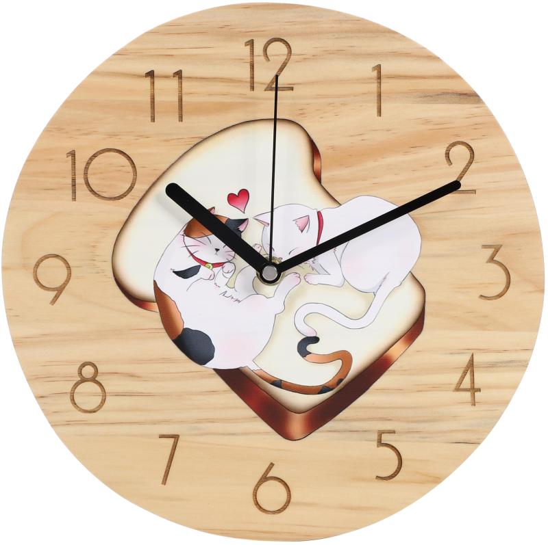 掛け時計 三毛猫 おしゃれ 可愛い 高級 天然木 木製 黒猫 白猫 猫 子猫 インテリア スイープ式 3色 連続秒針 高級 時計 壁掛け リビング かわいい 静音 かけ時計 頑丈 キャットクロック アナ