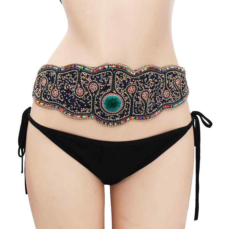 新 レトロ ボヘミアン エスニック ストレッチ ベルト ダンス ウエスト チェーン バンド アクセサリー レディース モンゴル