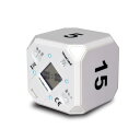 TimeCube Plus プリセット タイマー LEDライト4つ/アラーム付き 時間の管理用 カウントダウン設定 (ホワイト - 5分 15分 30分 60分)