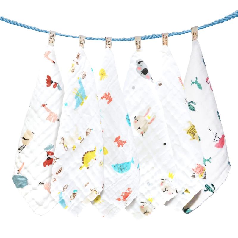 ガーゼハンカチ 6層ガーゼ ガーゼタオル 赤ちゃん用タオル 柔らかく 25×25cm