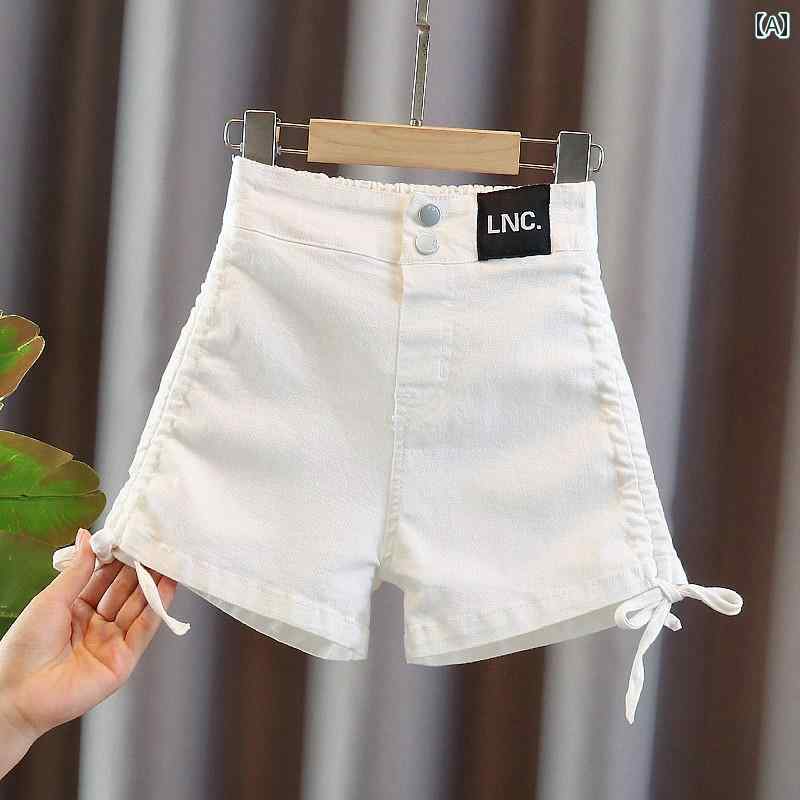 パンツ キッズ ファッション 女の子 デニムショートパンツ 夏服 中型 大型 子供 夏 上着 白 薄手