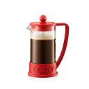 BODUM ボダム コーヒーメーカー コーヒープレス BRAZIL ブラジル フレンチプレス コーヒーメーカー 350ml レッド ステンレスフィルター ガラスビーカー 浸漬式 コーヒー 【正規品】 10948-04(3)