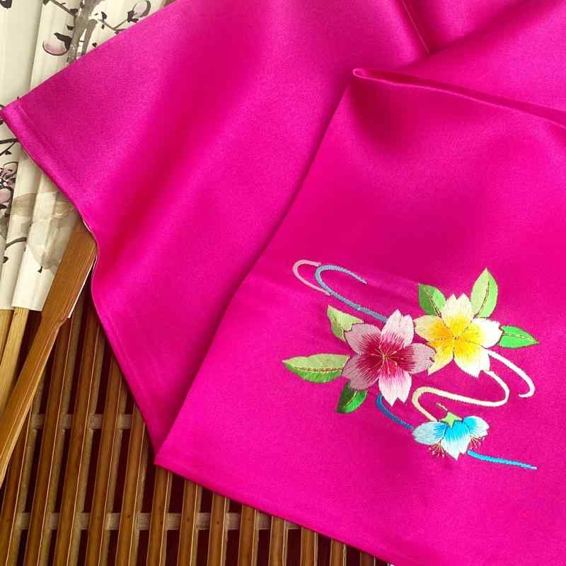 ハンカチ おしゃれ シンプル スカーフ 刺繍 レディース レトロ 刺繍 桜 正方形 プレゼント スクエア さくら エレガント レディース 雑貨