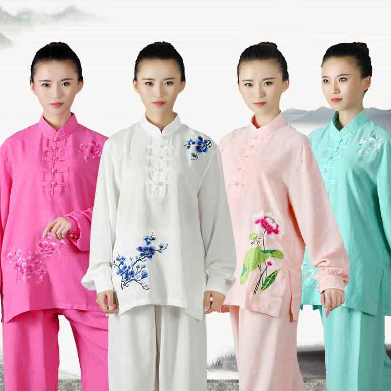 太極拳 ウェア 体操 武術着 カンフーウェア スポーツウェア コットン 中国 太極拳 練習 競技 パフォーマンス エレガント レディース