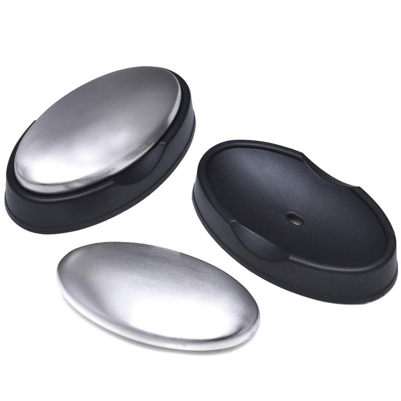 Cluoling ステンレスソープ 2個 消臭石鹸 デオドラント フィッシュソープ ステンレスソープバー 魚 におい消し 玉ねぎ ニンニク 臭い除去 ステンレス鋼 デオドラント ステンレスソープトレイ