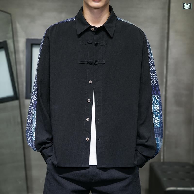 セキュアデポのシャツ メンズ 長袖 秋 春 チャイナ服 カジュアル ゆったり 大きいサイズ 中国風 トップス ジャケット アウター｜アングル2