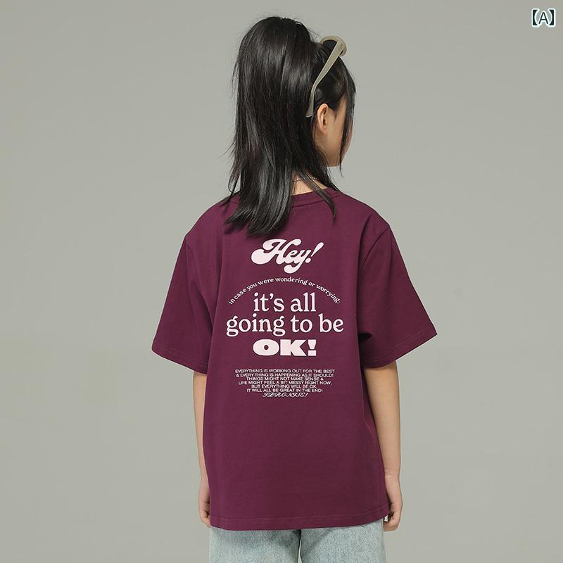 トップス Tシャツ キッズ おしゃれ ナチュラル 小さい 女の子 薄手 半袖 夏 子供用 バック プリント 中 大 子供