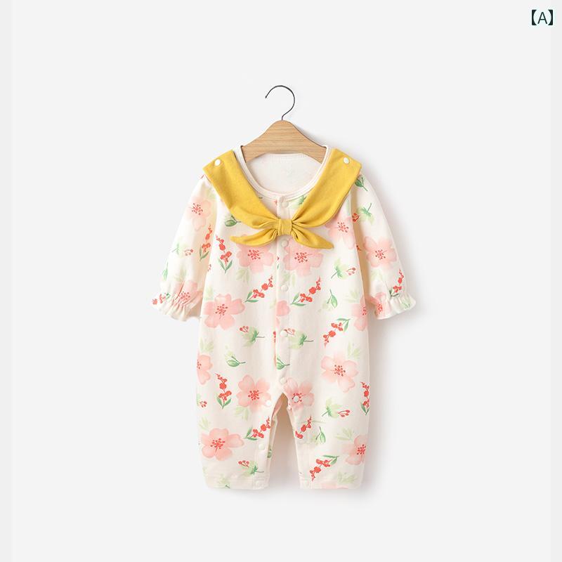 ロンパース かわいい ベビー 服 春秋 薄い 新生児 女の子 ジャンプ スーツ 満月 百...