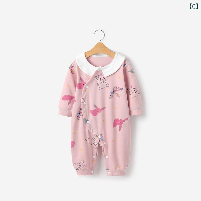 ロンパース かわいい ベビー 服 春秋 薄い 新生児 女の子 ジャンプ スーツ 満月 百日 王女 外出着 ハイハイ 服 3