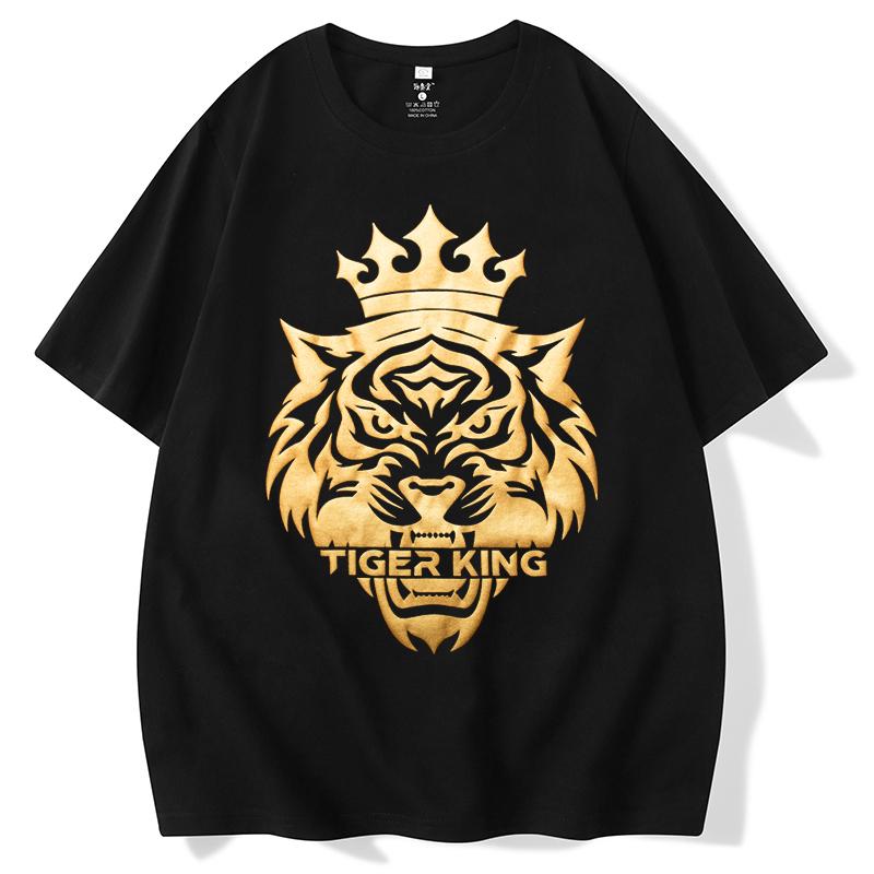トップス シャツ Tシャツ かっこいい メンズ レトロ アバター タイガーヘッド ホットスタンピング 大きいサイズ 半袖 お父さん コットン