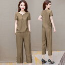 ファッション セットアップ トップス スーツ セット パンツ ズボン ロング 涼感 スリム フィット 上品 豪華感 エレガント 衣料品 夏 レディース レディース