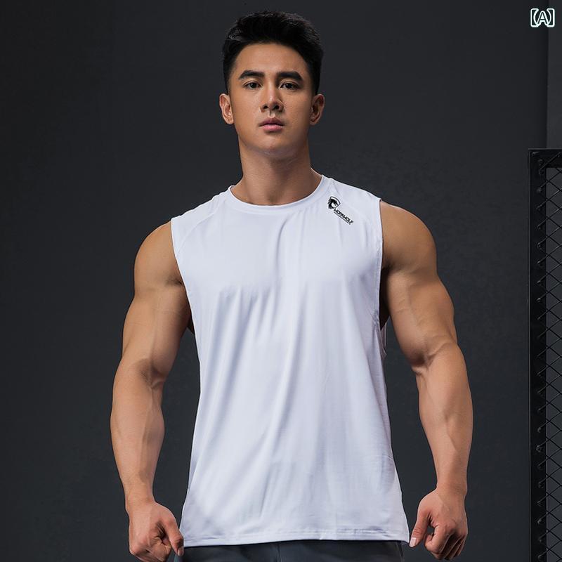ノースリーブ メンズ マッスル スポーツ ベスト フィットネス 夏 ストレッチ 通気性 速乾 ルース トレーニング ノースリーブ Tシャツ