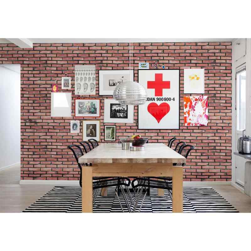 貼ってはがせる壁紙 Vintage brick-BROWN- フリース壁紙 ヴィンテージ レンガ ブラウン Jebrille Wallp..