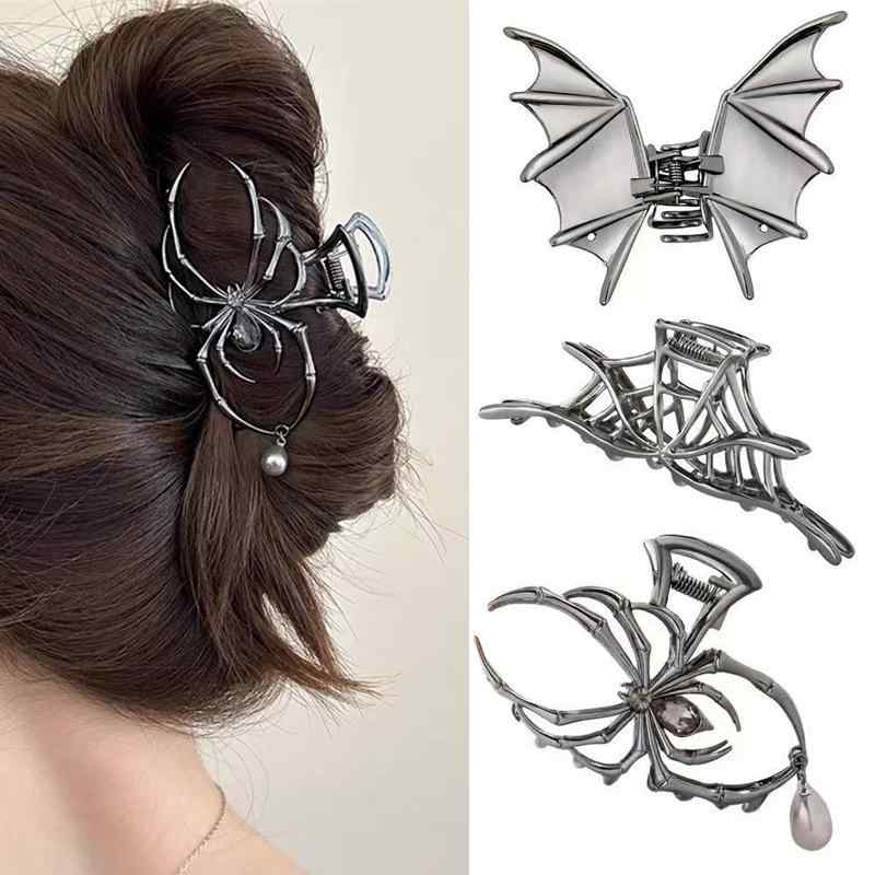 ヘアクリップ レディース 金属製 蝙蝠デザイン 個性的 クールスタイル 電気メッキ加工 シンプル ハーフアップ まとめ髪 アップスタイル..