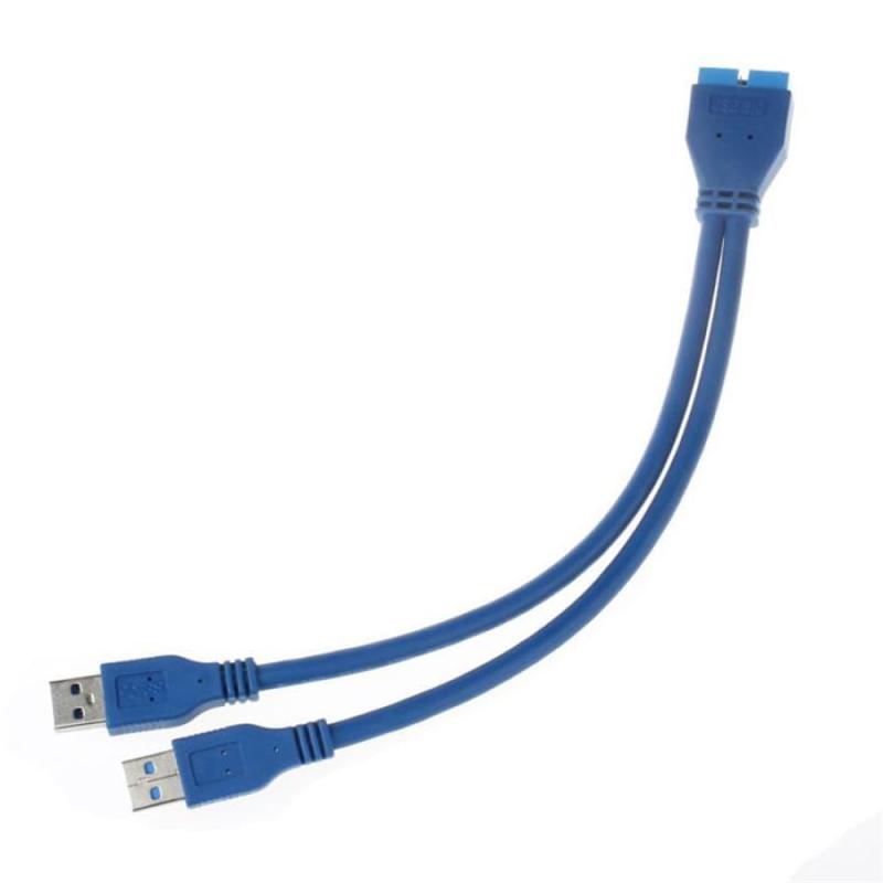 SER スタック可能 USB 3.0 メスパネルタイプ - マザーボード 19ピン 20ピン ヘッダーケーブル 5Gbps デュアルポート