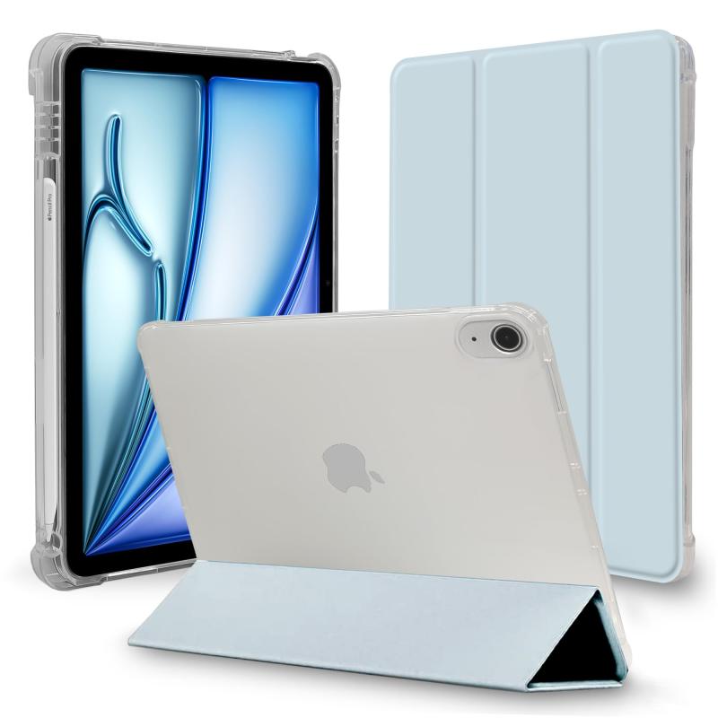 MS factory iPad Air 11インチ Air5 Air4 ケース Apple Pencil ペンシル 収納 衝撃吸収 軽量 薄型 半透明 ソフトTPU スマートカバーオートスリープ