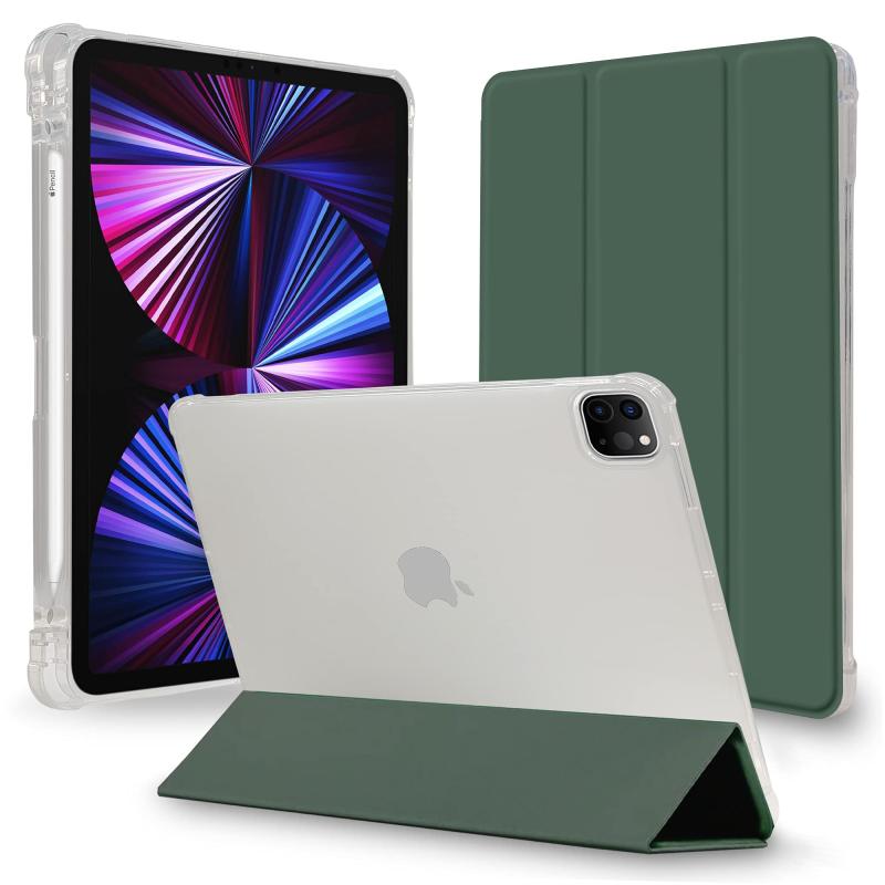 MS factory iPad Pro 2021 ケース Apple Pencil ペンシル 収納 衝撃吸収 軽量 薄型 半透明 ソフトTPU スマートカバーオートスリープ iPad Pro11 Pro12.9