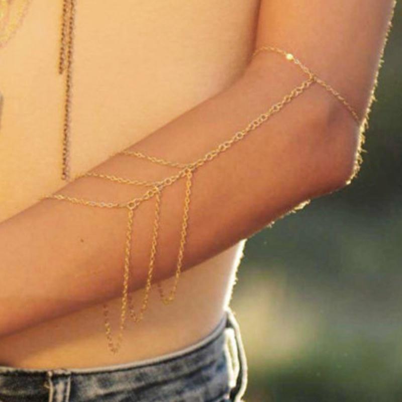 レディース タッセル アクセサリー チェーン アームレット 腕輪 ビキニ 水着 サマープール ビーチ 海水浴 アメリカ ブレスレット アーム 魅惑的 多層