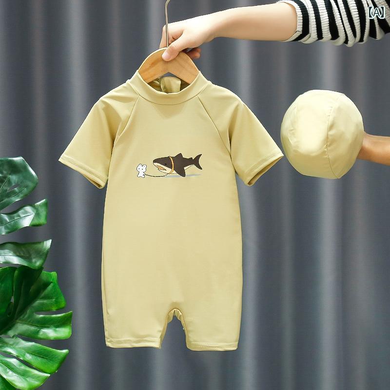 夏 水着 キッズ ベビー かわいい 水遊び プール レジャー 海水浴 水泳 ラッシュガード 男の子 子供 長袖 速乾 日焼け防止 新生児 ワンピース キャップ