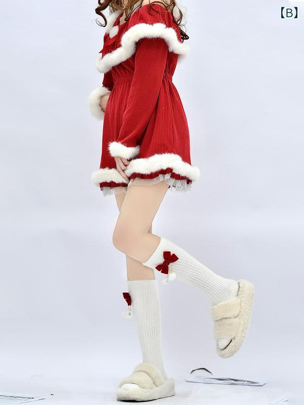 りぼん ファーボール かわいい ふくらぎ ソックス レディース 秋冬 ぬいぐるみ 厚...