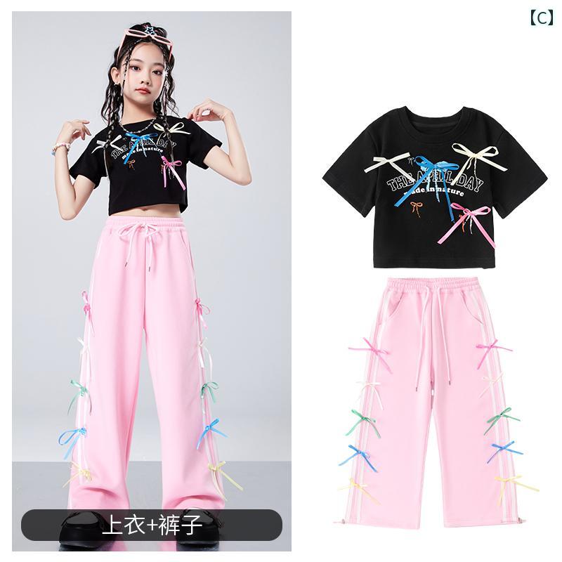 子供服 女の子 シャツ パンツ セット コスチューム 衣装 ヒップホップ ストリート系 パフォーマンス クール ダンス ユニフォーム ホームウェア - 3