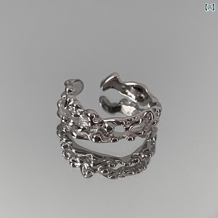 レディース 指輪 テクスチャ 人差し指 リング イン クール ハイエンド センス オープン フレンチ