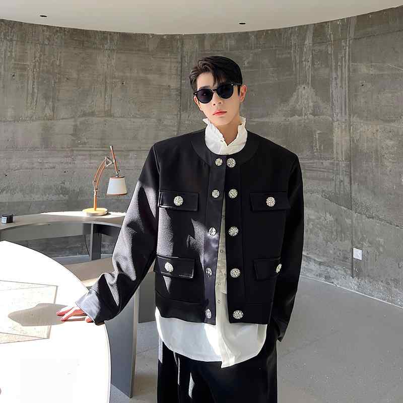 ジャケット メンズ かっこいい ショート スーツ エレガント ハイエンド 韓国 レトロ ラウンドネック スーツ トップス